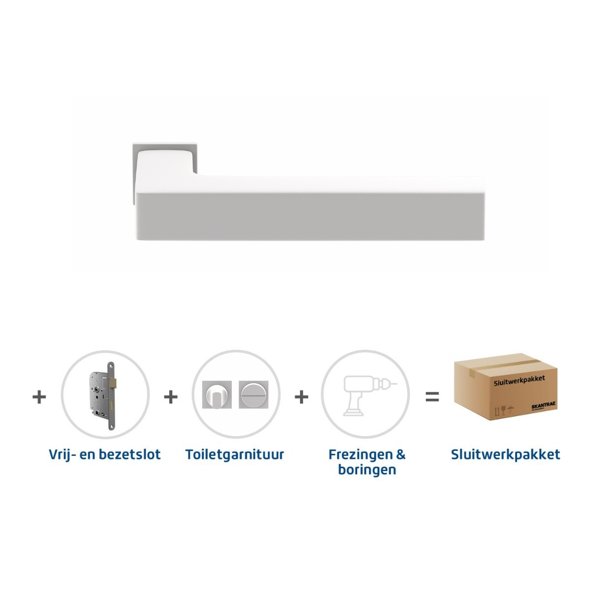 Sluitwerkpakketten met Deurkruk Squared 20 Minimal Wit